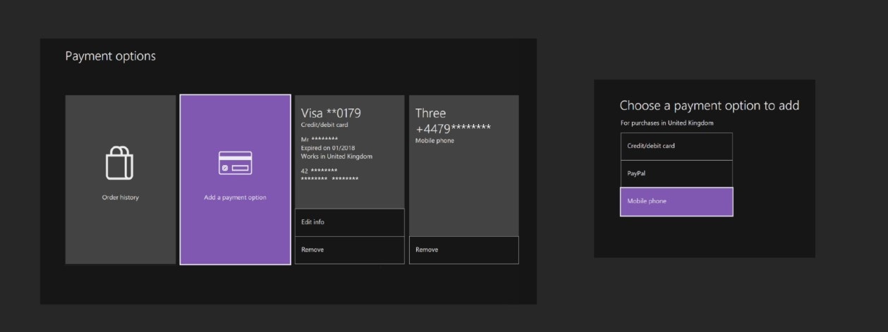 add a credit card or debit card xbox one