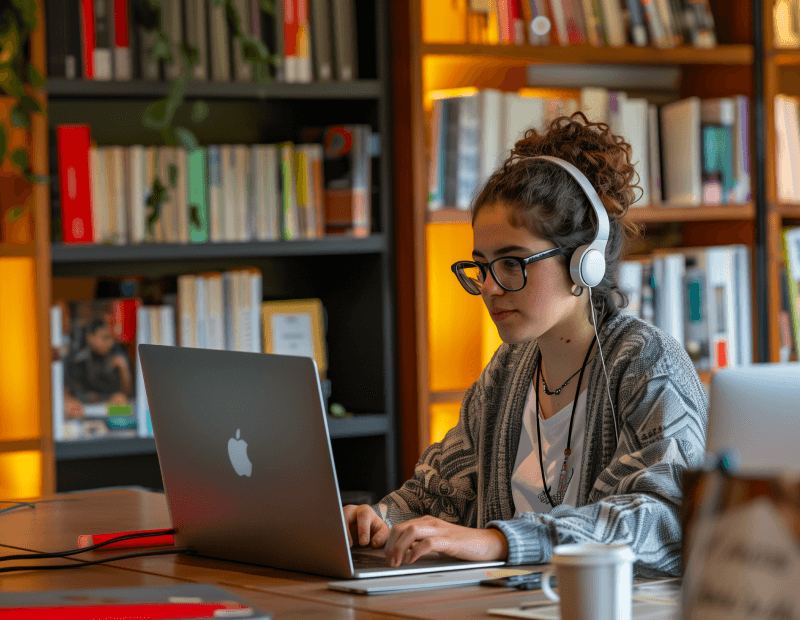 Student working on laptop