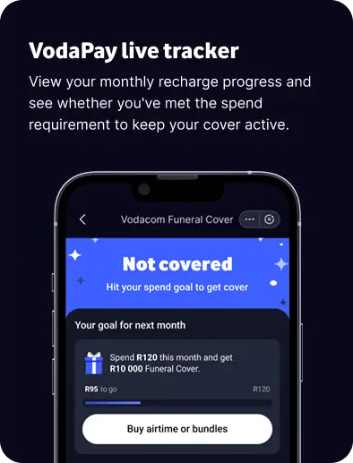 View your monthly recharge progress and see whether you've met the spend requirement to keep your cover active.