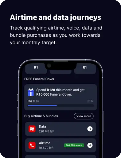 Track qualifying airtime, voice, data and bundle purchases as you work towards your monthly target.