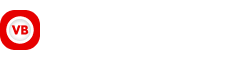 Red circle badge with white VB letters icon