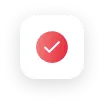 Red circular checkmark icon indicating completed step.