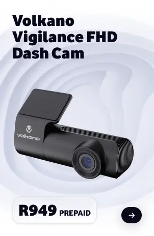 olkano Vigilance FHD dash cam in black, available for R949 prepaid.